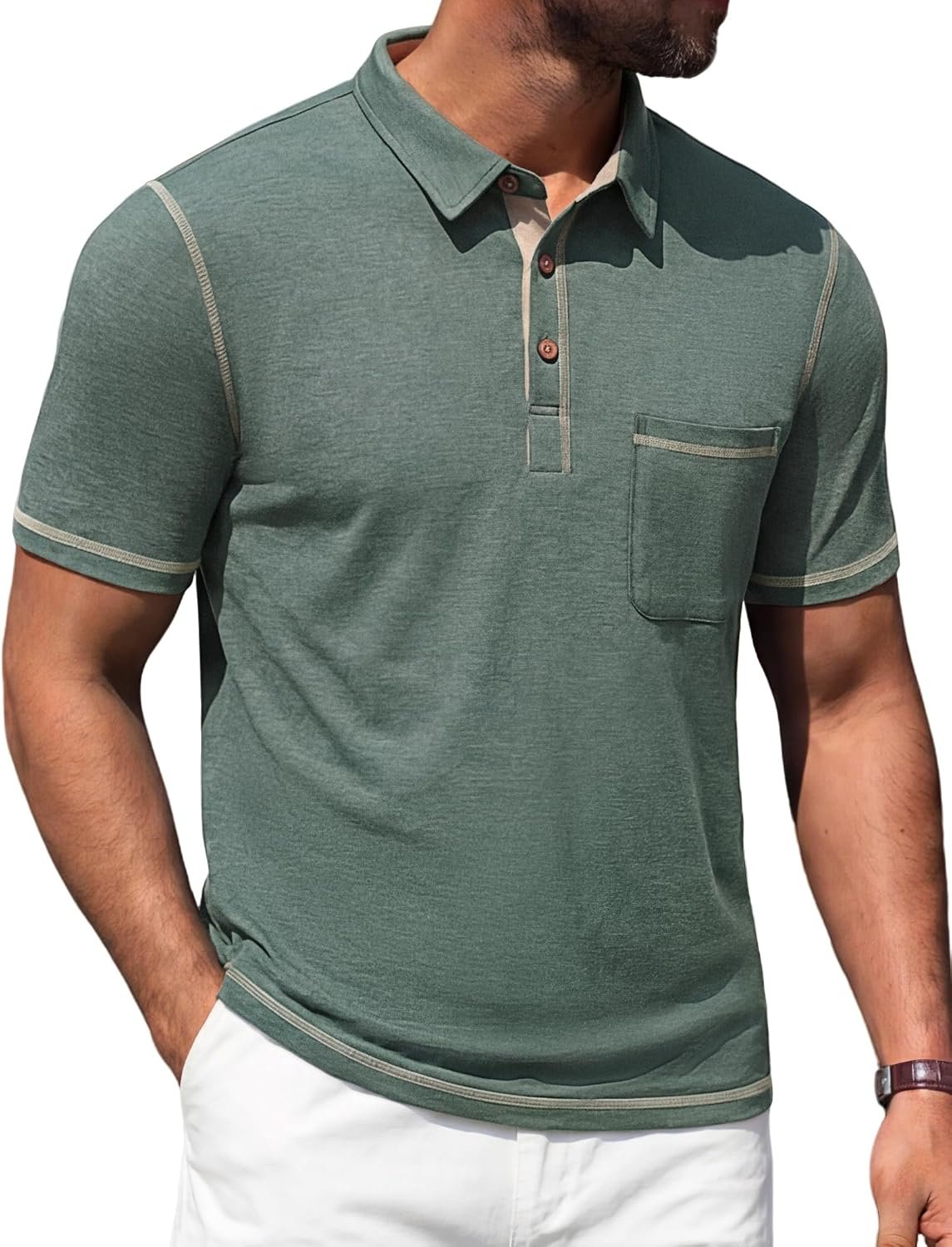 Mens Polo Shirts Short Sleeve Casual Summer Lightweight Cotton Golf Polo Shirts with Pocket