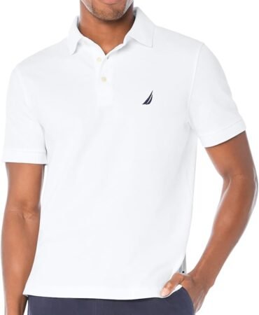 Nautica Men's Short Sleeve Solid Stretch Cotton Pique Polo Shirt