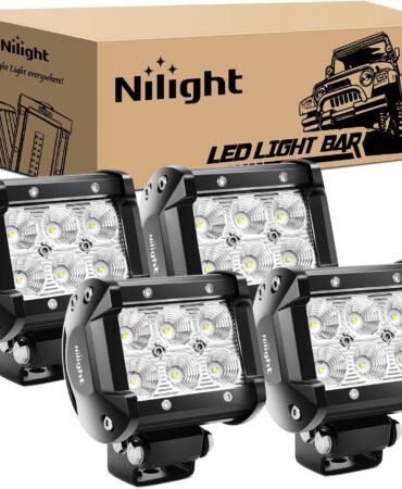 Nilight LED Pods 4PCS 18W 1260lm Flood LED Light Bar Driving Fog Light Off Road Lights Work Light 24V 12V For Motorcycles Van Camper Wagon Car Pickup ATV UTV SUV Truck Boat, 2 Years Warranty