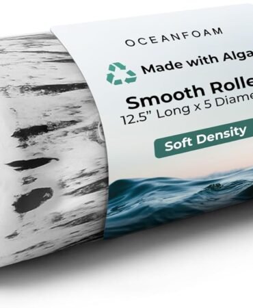 Oceanfoam Smooth Soft Foam Roller (Black Marbled) - Beginner, Travel Sized Low Density Foam Roller for Home & Gym, Physical Therapy, Back Pain, & Exercise - Yoga & Athletics (12.5" x 5")