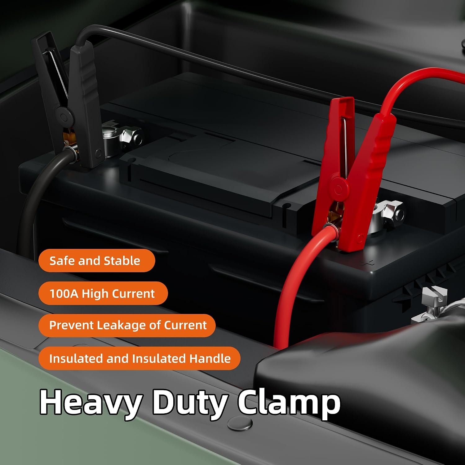 RVBOATPAT Jumper Cables Clamps Compatible with D.ewalt 20V Battery Jump Starter, 2FT 8AWG Silicone Wire Car Battery Jumper Cable with Adapter, Automotive Booster Cable for Lawn Mower Tools