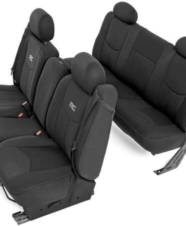 Rough Country Neoprene Seat Covers for Chevy Silverado & GMC Sierra 1500 (1999-2006 & Classic) - Waterproof, UV-Resistant, Foam-Padded Front & Rear Covers