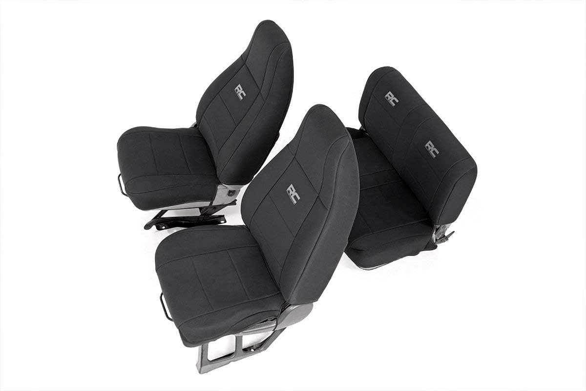 Rough Country Neoprene Seat Covers for Jeep Wrangler YJ (1991-1995) - Waterproof & UV Resistant, Foam Padded, Front & Rear Seat Cover Set