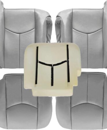 SecosAutoparts Driver & Passenger Bottom & Top Lean Back & Driver Foam Cushion Leather Seat Cover Light Gray # 922 fit for Chevy GMC Tahoe Suburban Avalanche Yukon Silverado Sierra 2003 2004 2005 2006