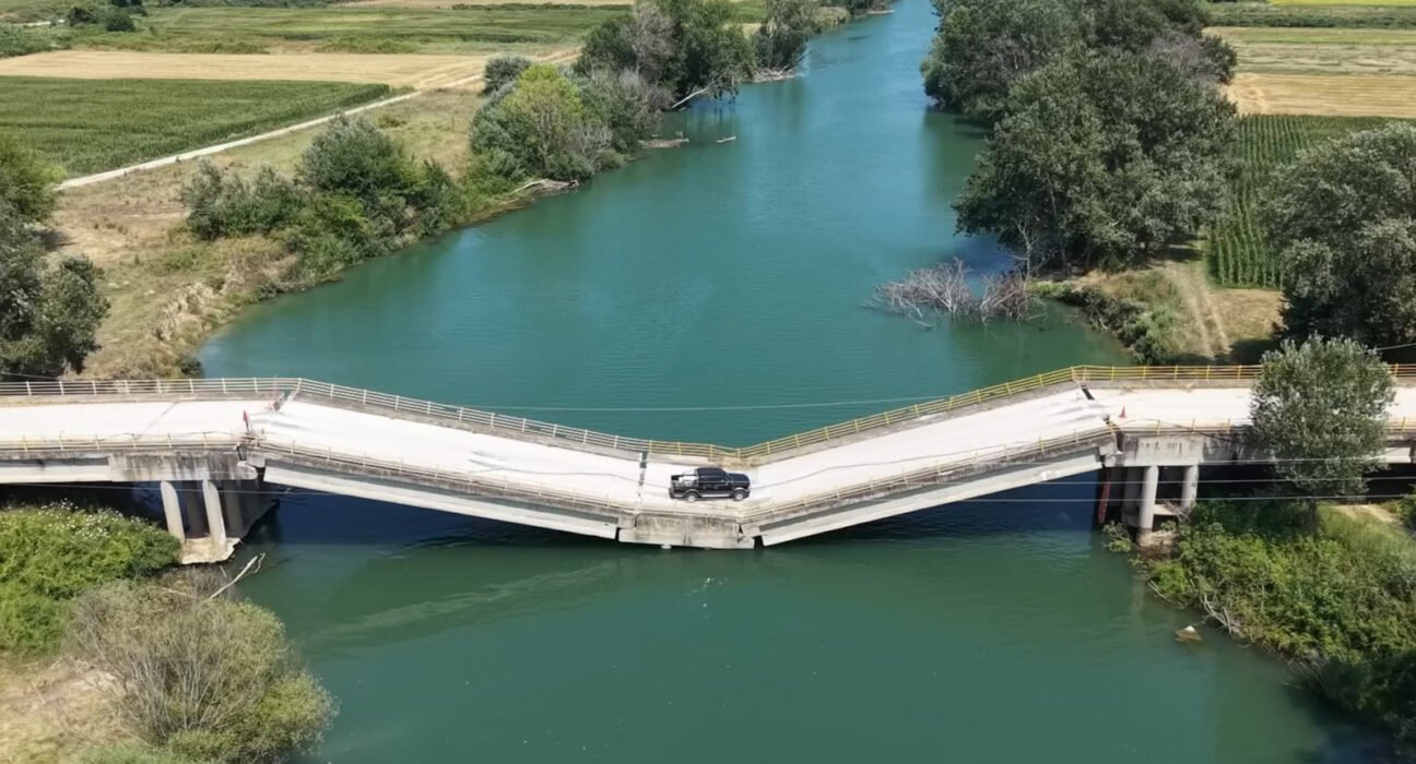 This Greek Bridge Is Collapsing into Water But People Are Still Driving on It