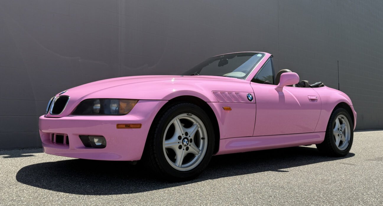 This bold pink 1997 BMW Z3 Roadster signed by Sidney Sweeney could be yours, if you're short enough