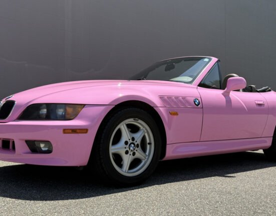 This bold pink 1997 BMW Z3 Roadster signed by Sidney Sweeney could be yours, if you're short enough