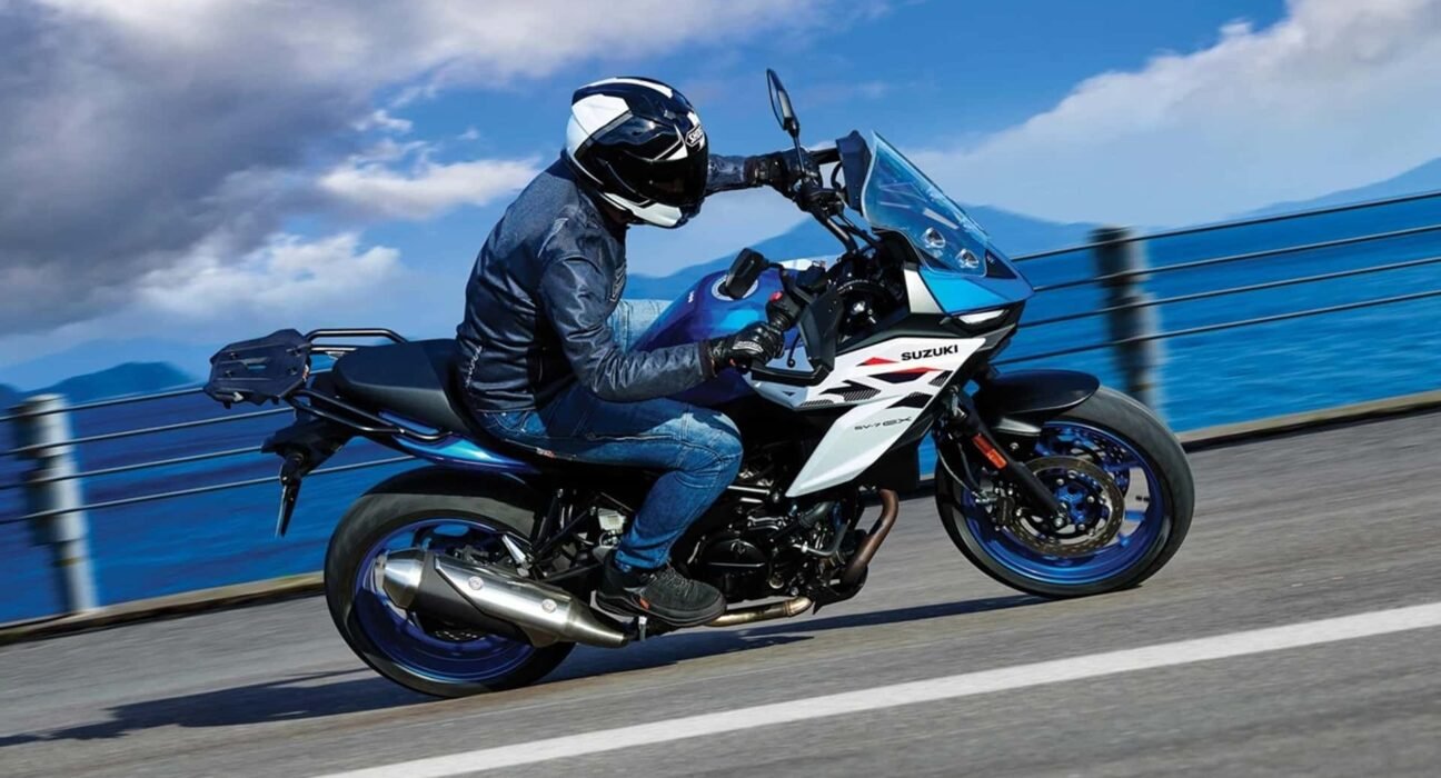 This is Suzuki's new SV-7GX. An agile sport-touring motorcycle built for America