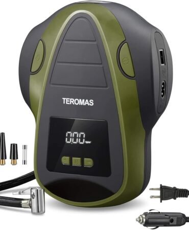 Tire Inflator Portable Air Compressor, Air Pump DC/AC for Car Tires 12V DC and Other Inflatables at Home 110V AC, Digital Electric Tire Pump with Pressure Gauge(Green)