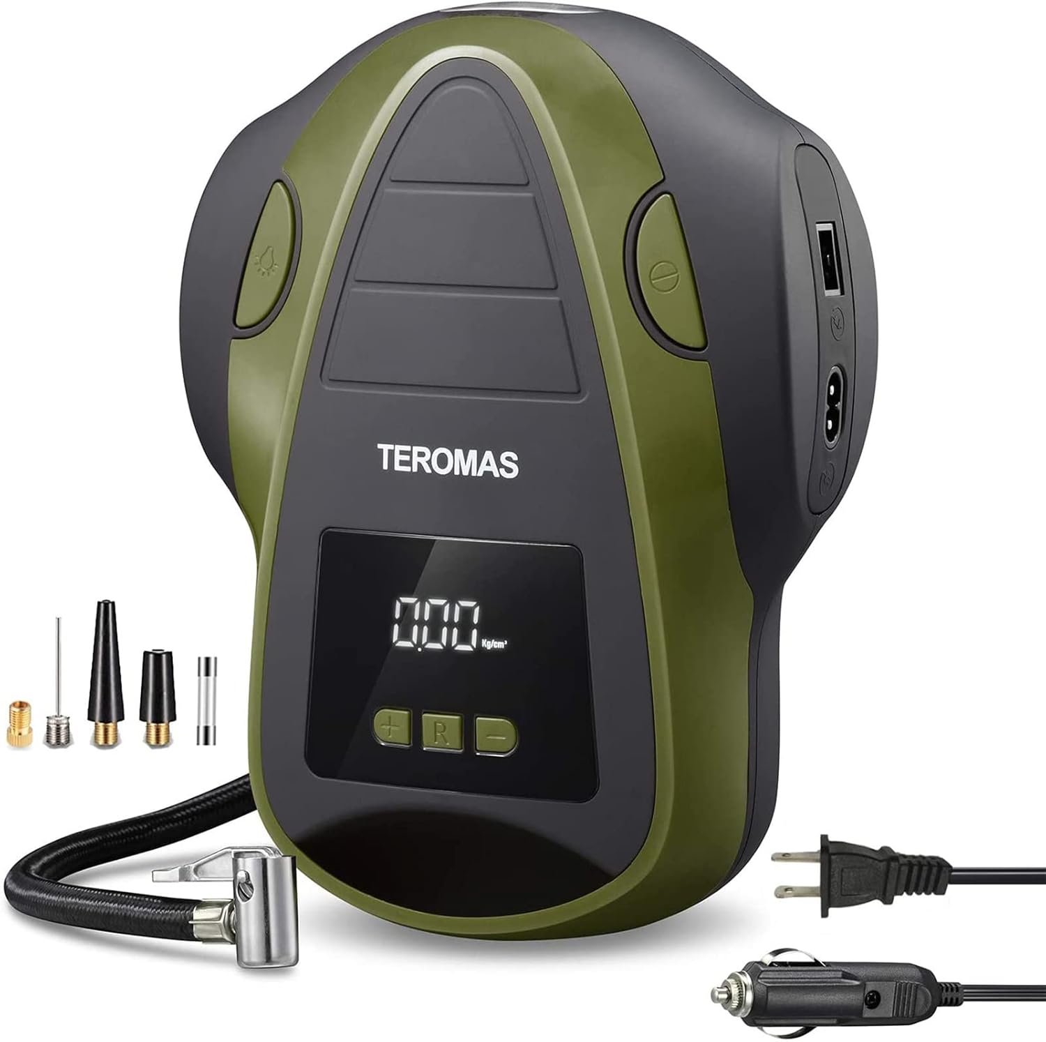 Tire Inflator Portable Air Compressor, Air Pump DC/AC for Car Tires 12V DC and Other Inflatables at Home 110V AC, Digital Electric Tire Pump with Pressure Gauge(Green)