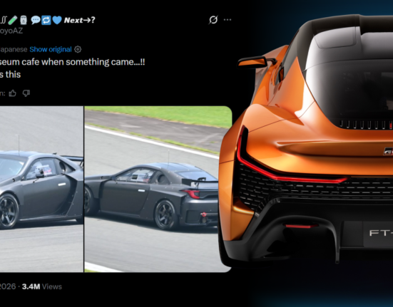 Toyota's secret mid-engine sports car with Yaris lights makes rounds around Fuji