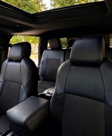 Trumgeta Full Coverage Seat Covers Fit for Toyota Tacoma Double Cab 2024+ | Black Leather Seat Cushion Protectors, 5-seat waterproof faux leather covers, airbag compatible, with bonus armrest cover