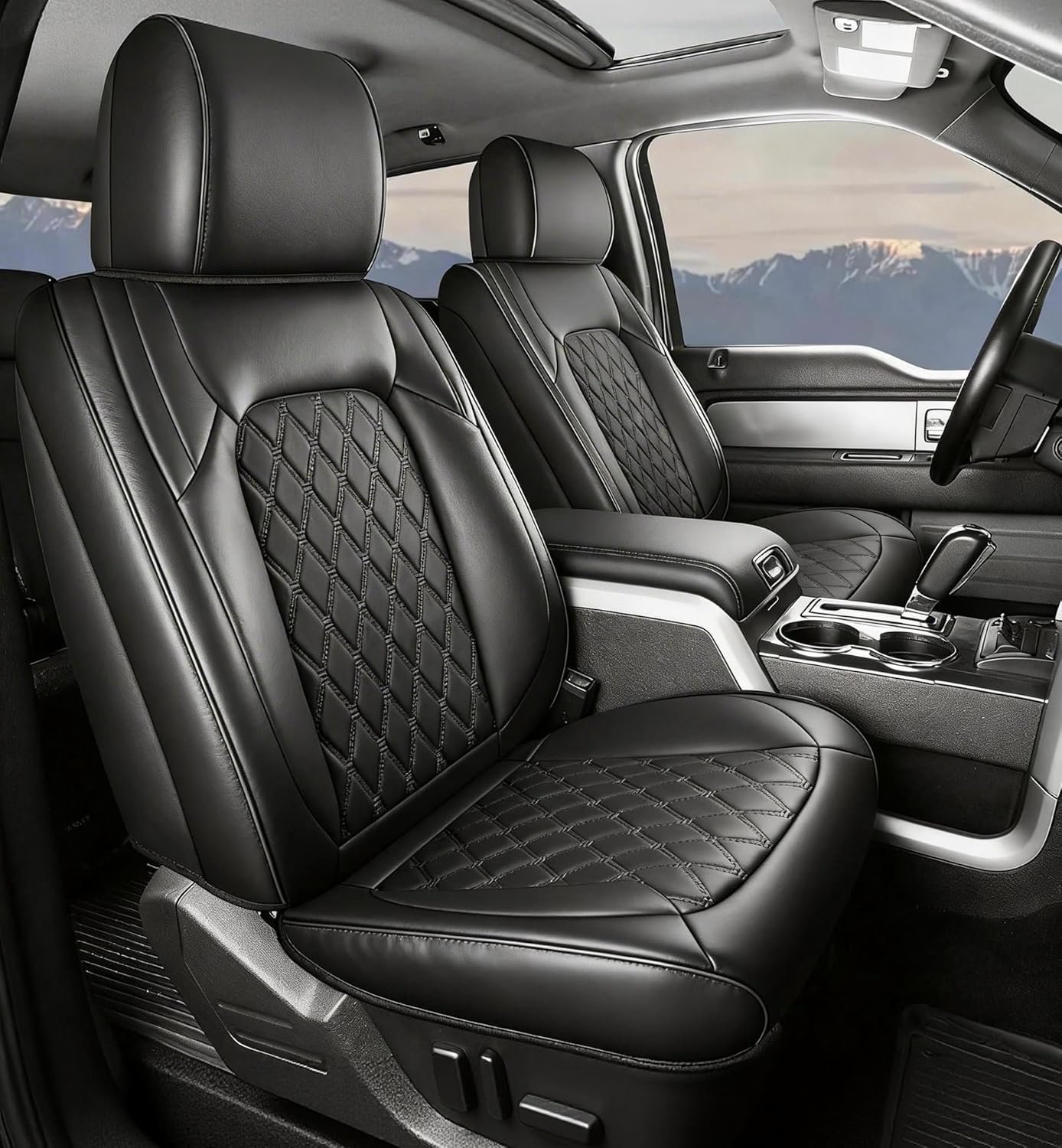 Umbrauto Custom Seat Covers for Silverado, Waterproof Nappa Leather Full Set Seatcovers for Chevy Silverado/GMC Sierra 2007-2013 & 2019-2025 2026 1500, 2020-2026 2500HD 3500HD Crew/Double/Extended Cab
