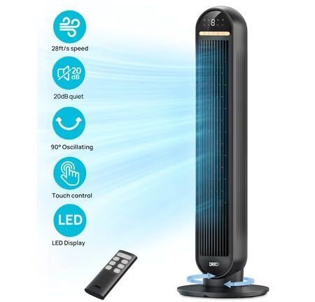 Walmart has a $57 tower fan that stands 3 feet tall, works with a remote, and cools a room in minutes