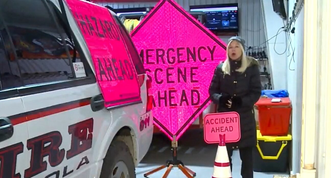 What does it mean if you see a pink road sign