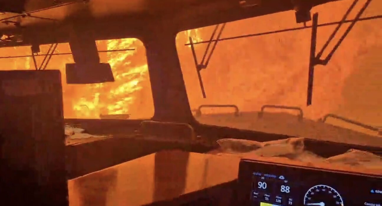 Wild video shows CN Rail freight train 'engulfed in flames' in Canadian wildfires