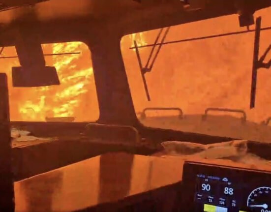 Wild video shows CN Rail freight train 'engulfed in flames' in Canadian wildfires