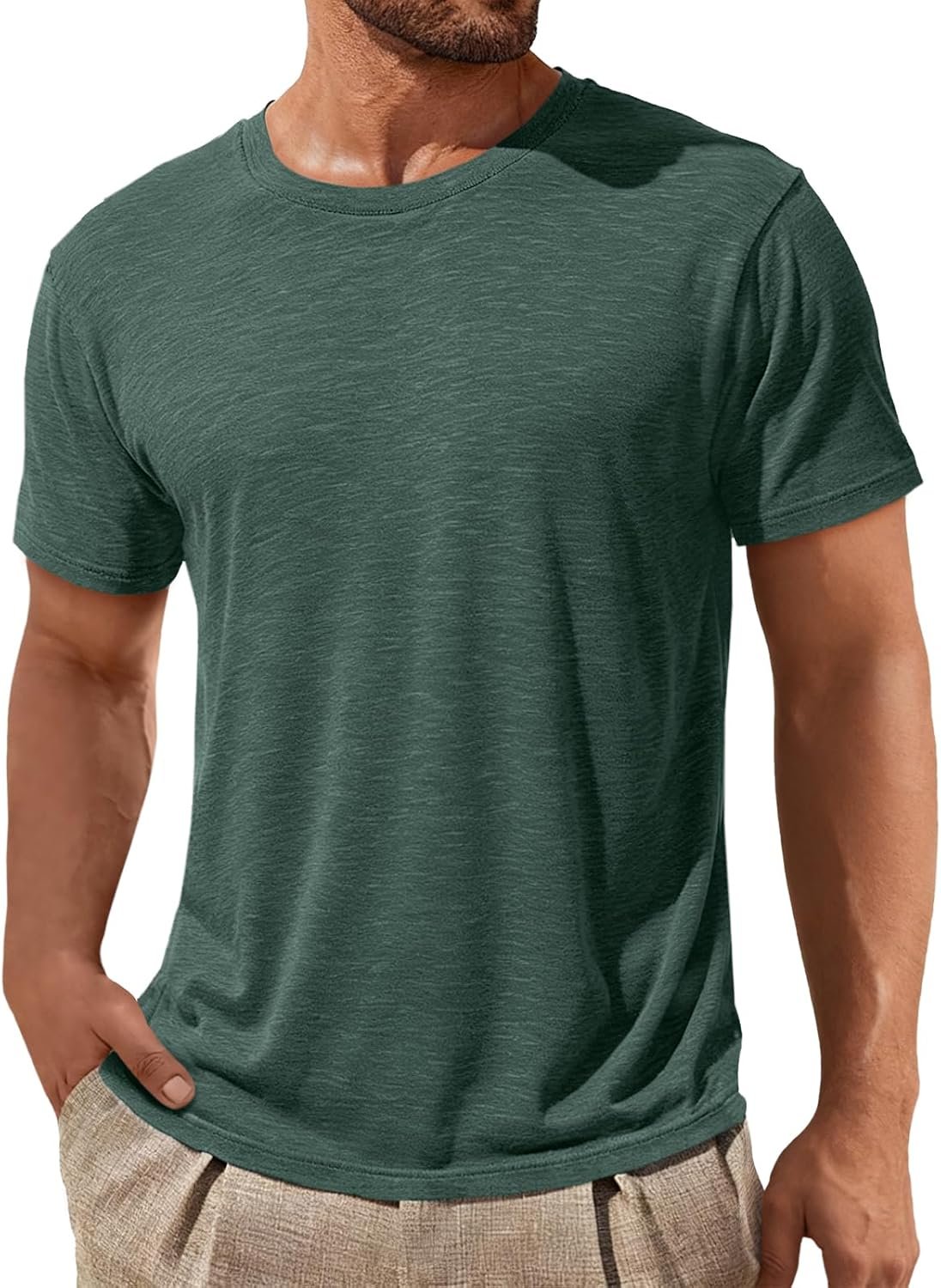 ZDC Mens Short Sleeve Shirts Summer Casual Crew Neck T Shirts Classic Basic Tee