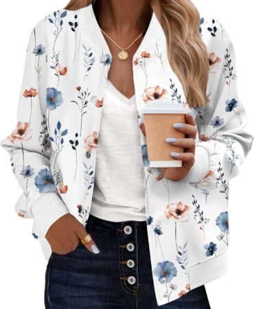 Zeagoo Bomber Jacket Women Varsity Casual Button Down Lightweight 2026 Spring Fashion Short School Outfits with Pockets